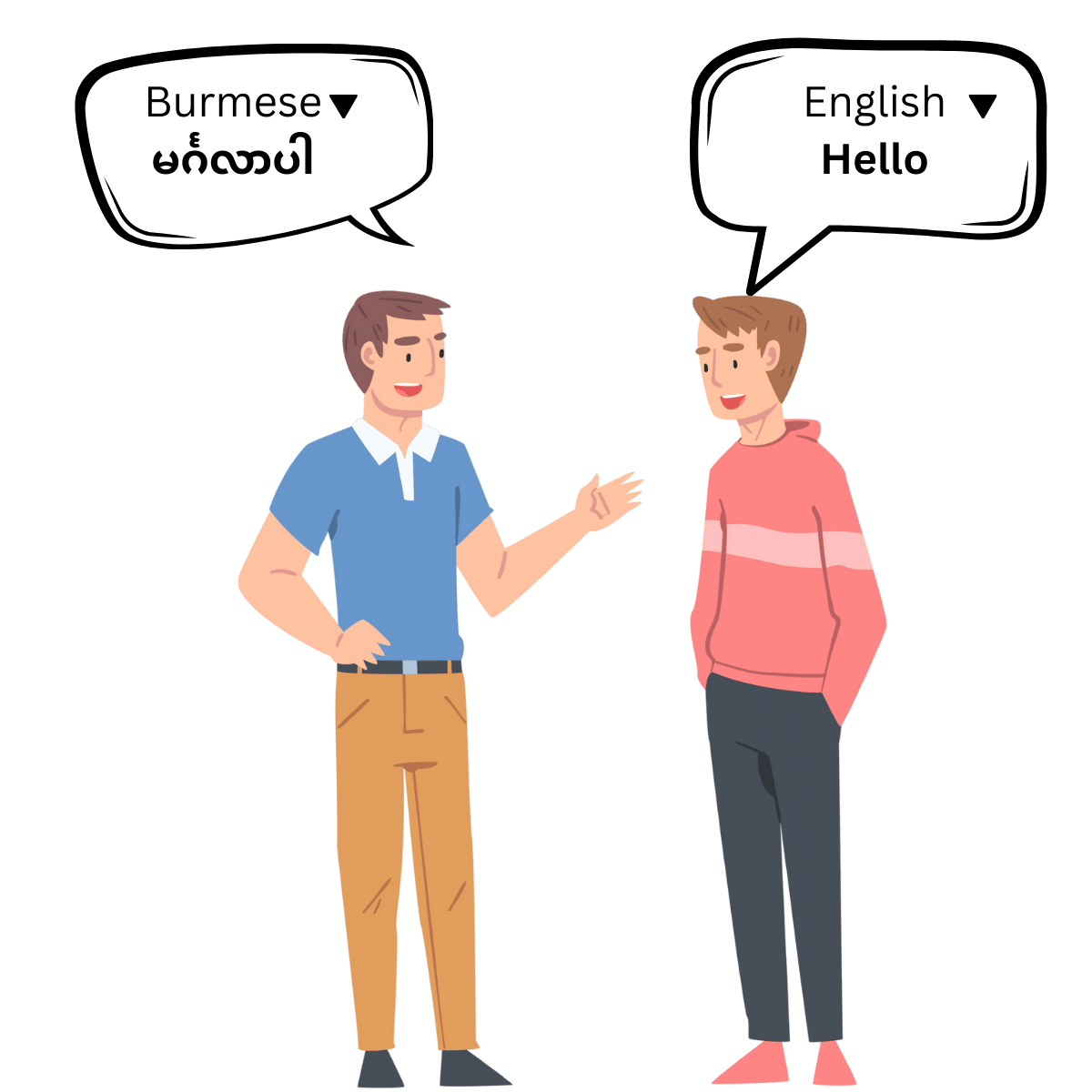 Hello in Burmese and English