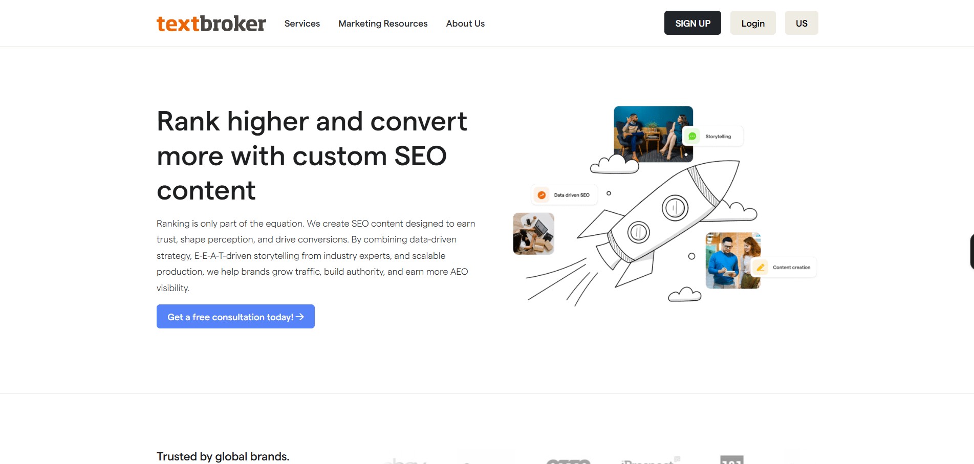 textbroker content writing services homepage screenshot
