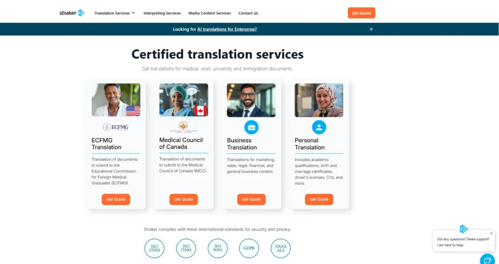 Straker Translation Homepage