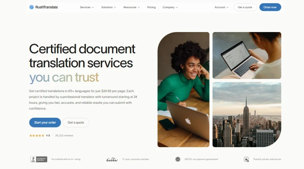 RushTranslates Homepage