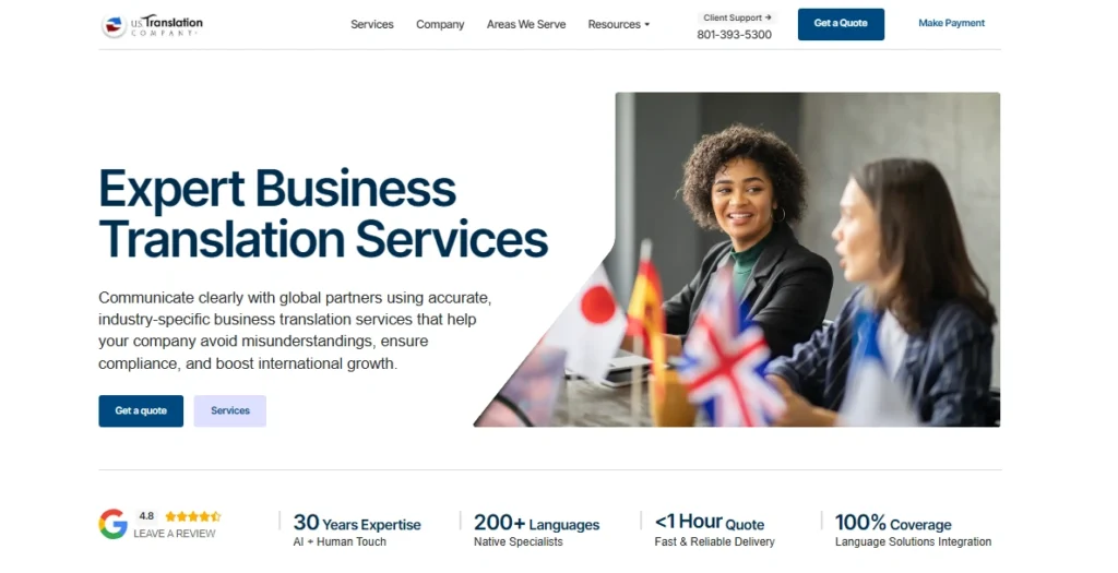 US translation Homepage
