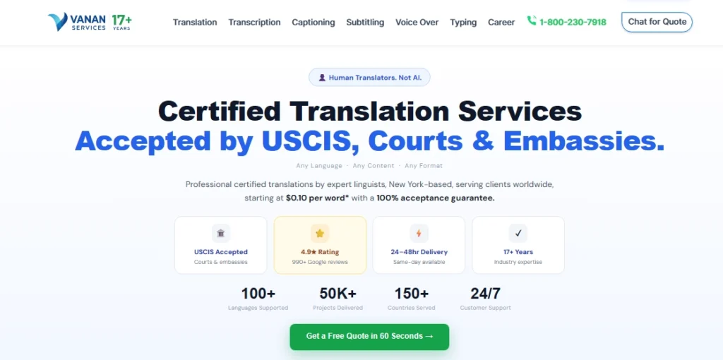 Vananservices Homepage